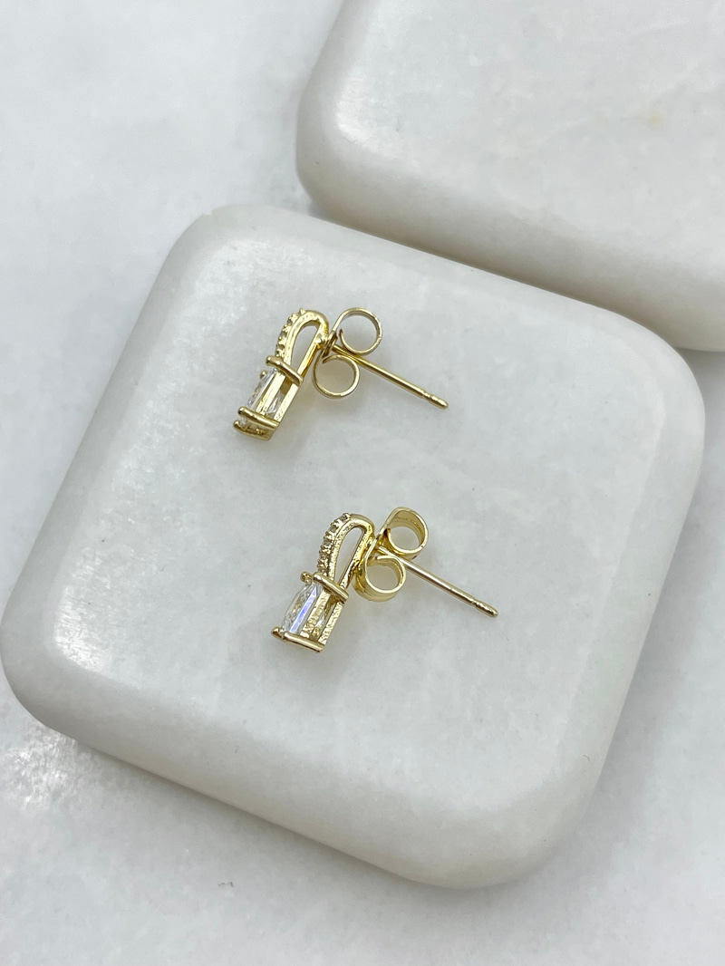 Özel Seri Kare Kristal Taşlı Minimal Küpe Gold