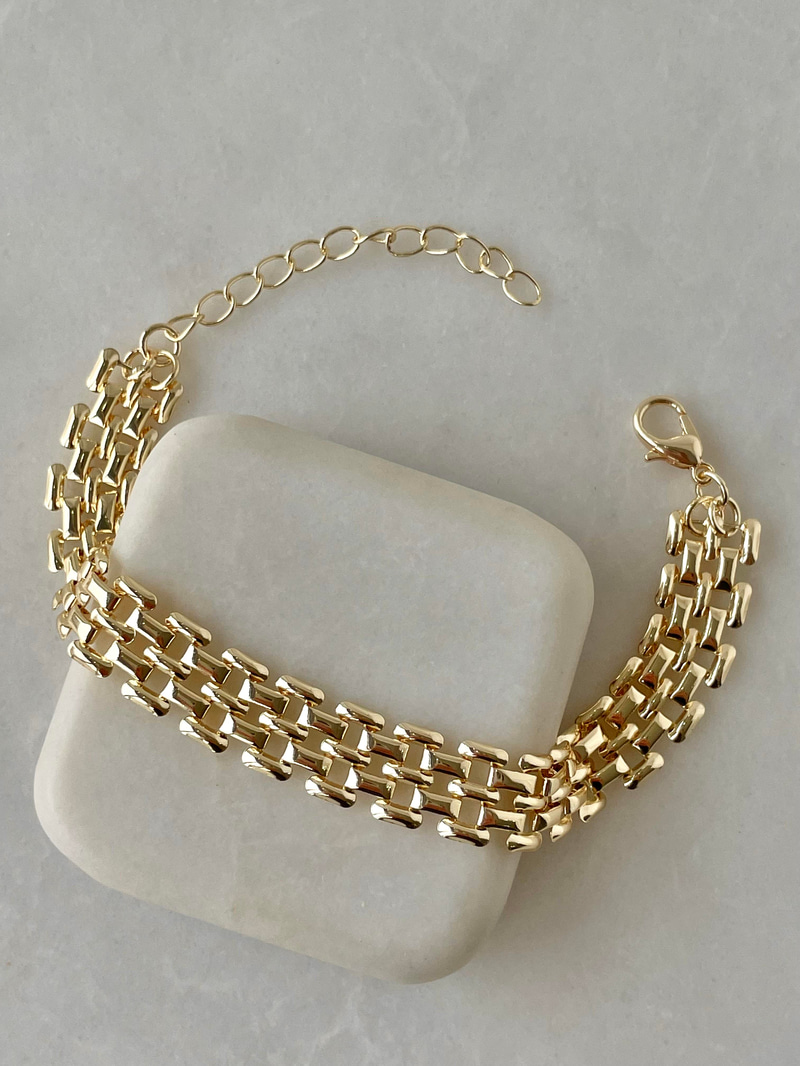 Hasır Örgü Bileklik Gold