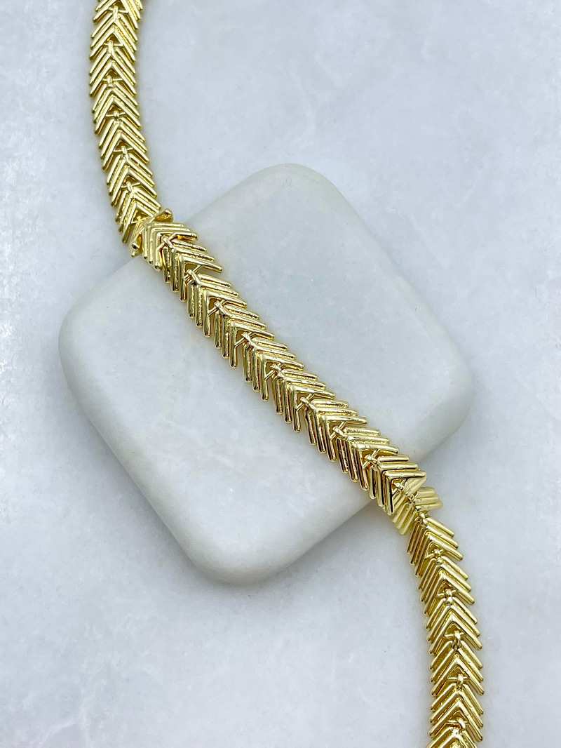 Altın Kaplama Klasik Balık Sırtı Bileklik Gold