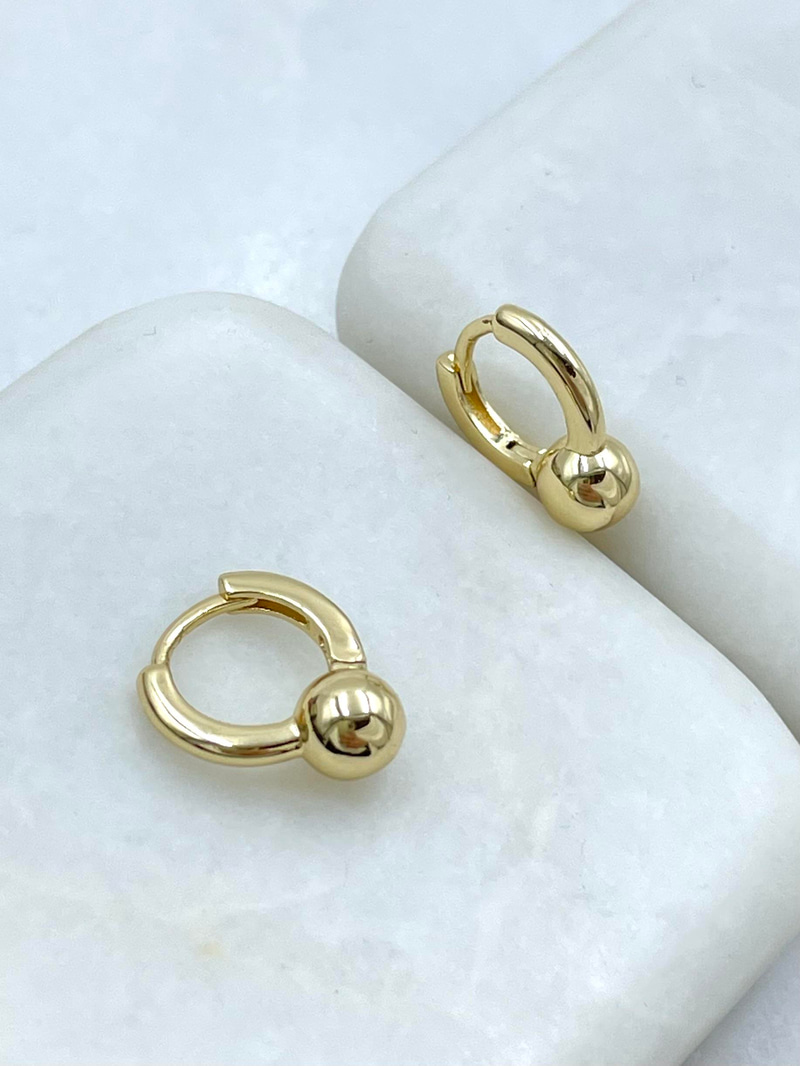 Altın Kaplama Topçuk Model Halka Küpe Gold