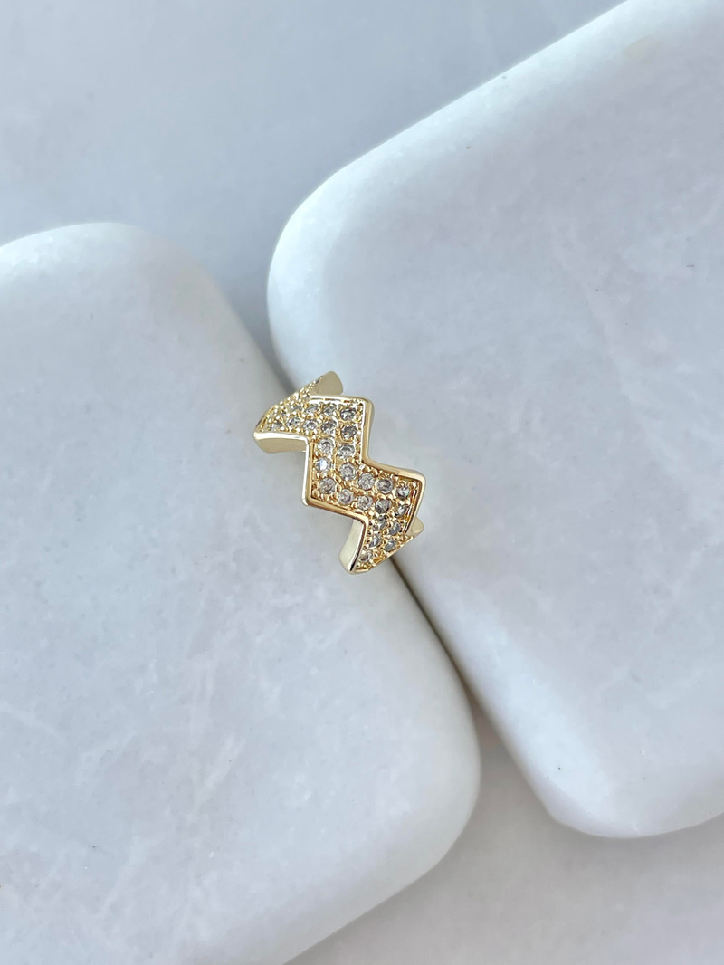 Altın Kaplama Gömme Taşlı Zikzak Model Kıkırdak Küpe Gold