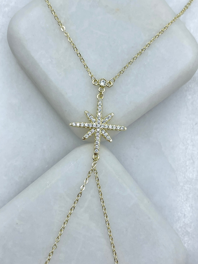 Altın Kaplama Gömme Taşlı Kuzey Yıldızı Şahmeran Gold