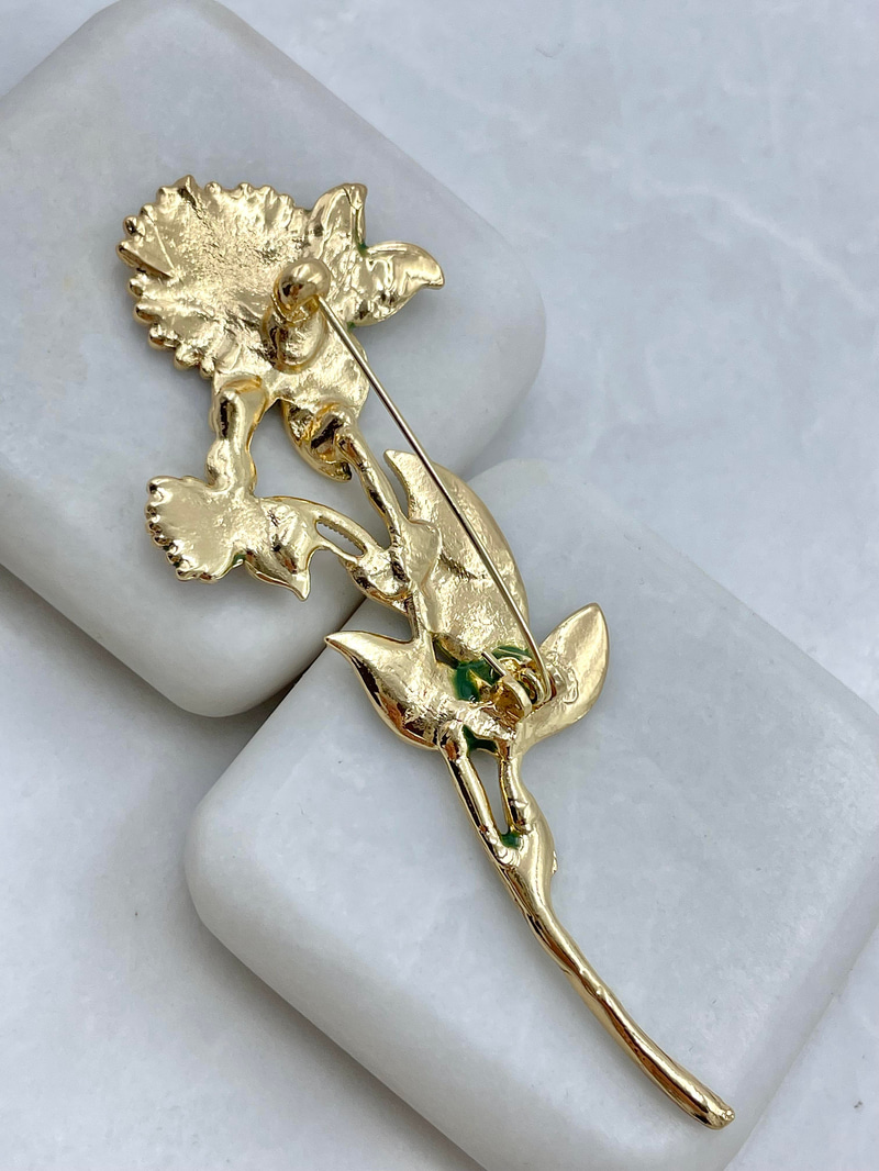 Mor Çiçek Broş Gold