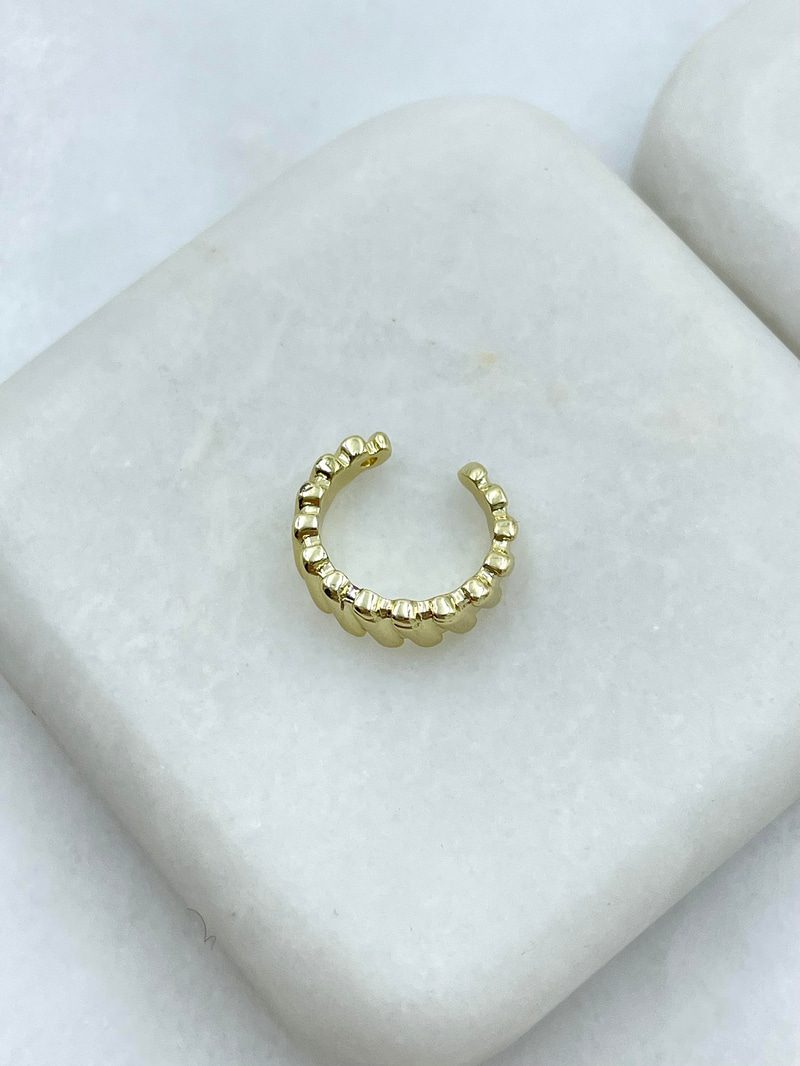 Altın Kaplama Asimetrik Sütun Kıkırdak Küpe Gold