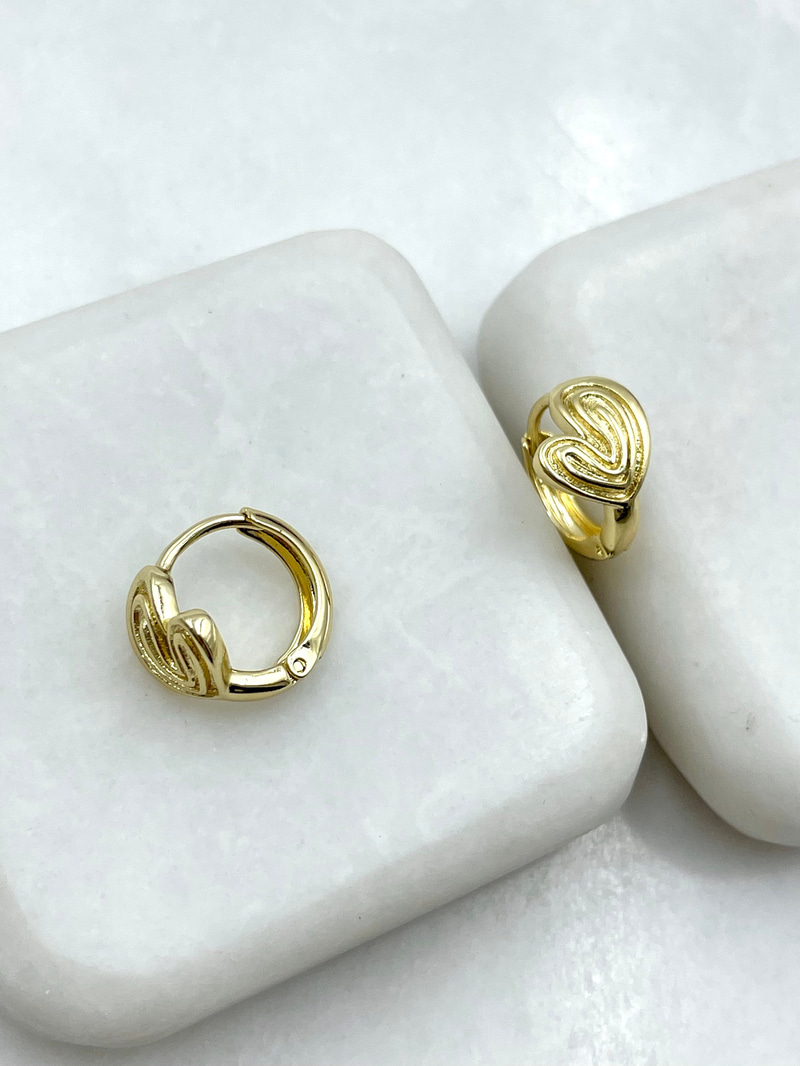 Özel Seri Kalp Halka Küpe Gold