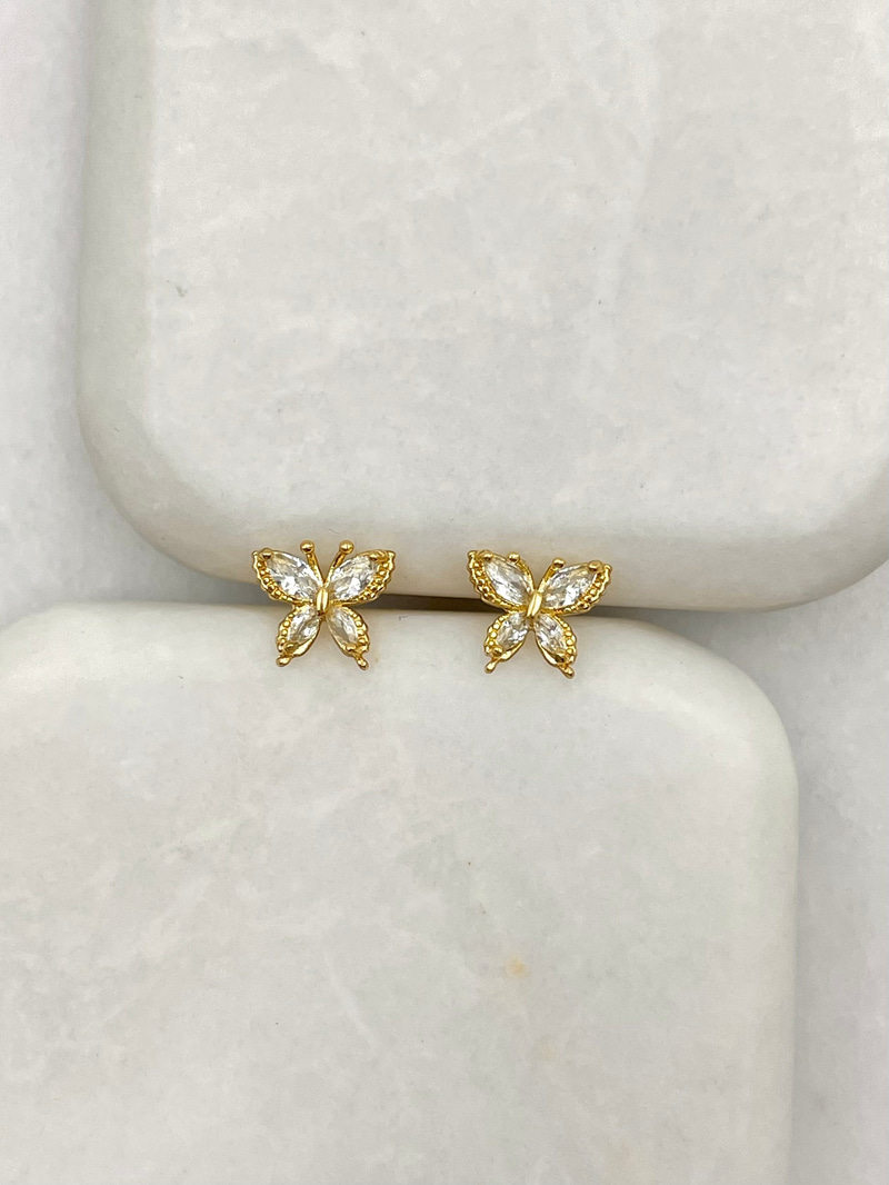 Özel Seri Minimal Vintage Kelebek Küpe 0.6 cm Gold