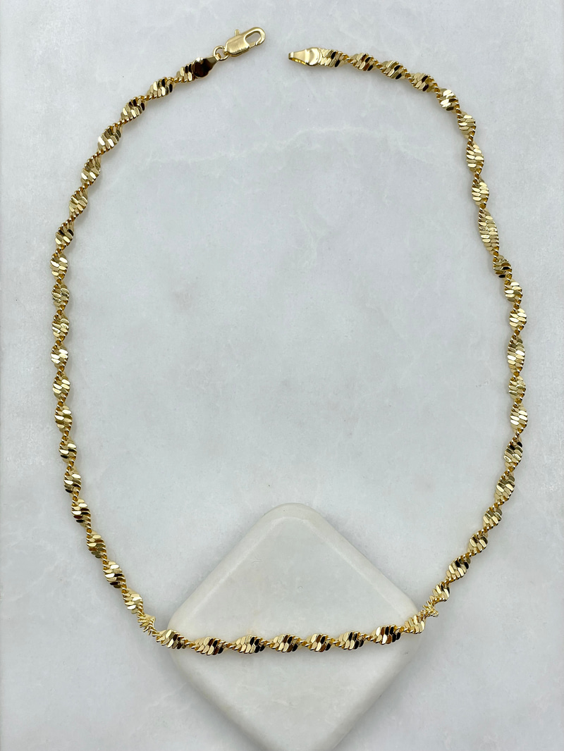 Geniş Kedi Merdiveni Kolye 45 cm Gold