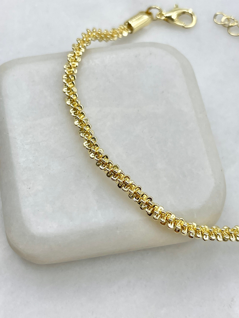 Tırtık Sarmal Zincir Bileklik Gold