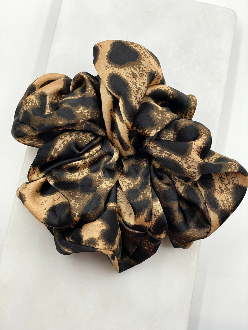 Leopar Desenli Scrunchie Toka Kahve