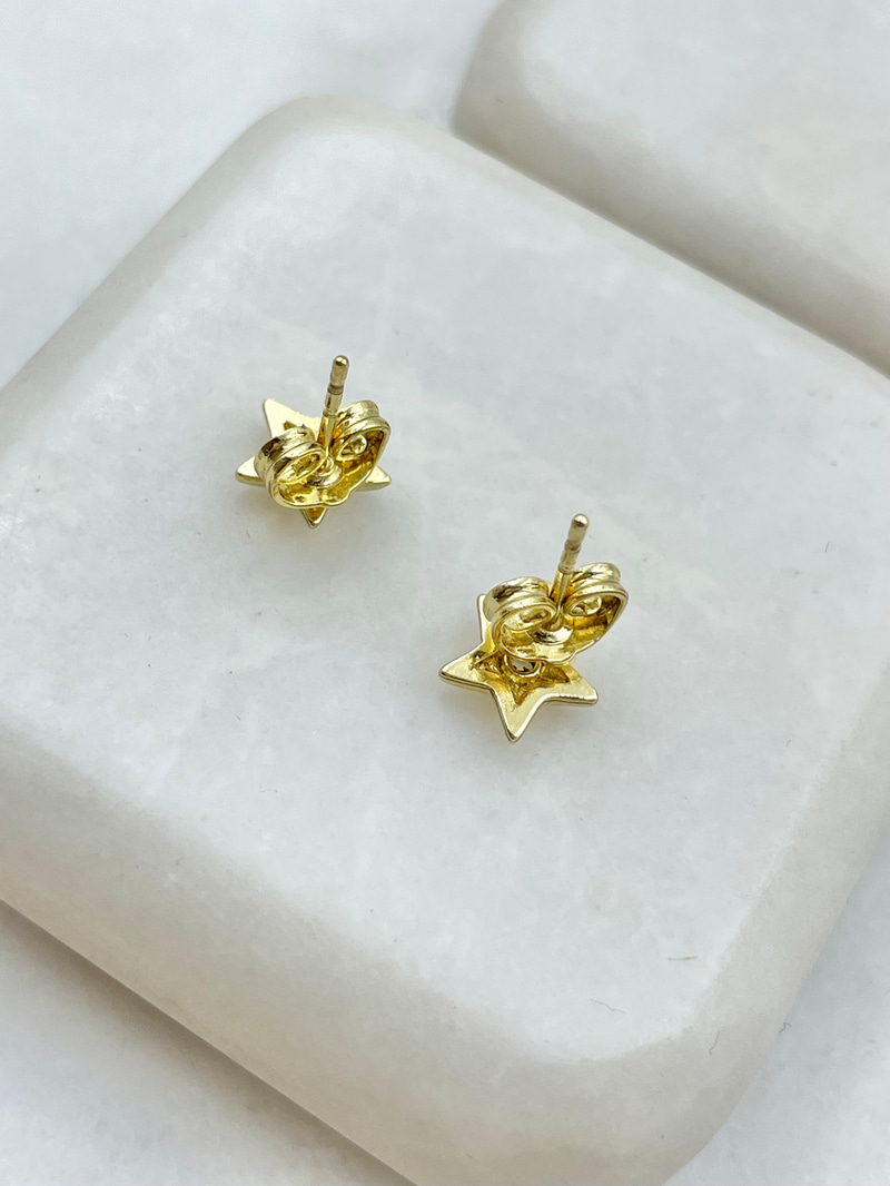Özel Seri Minimal Taşlı Yıldız Küpe Gold