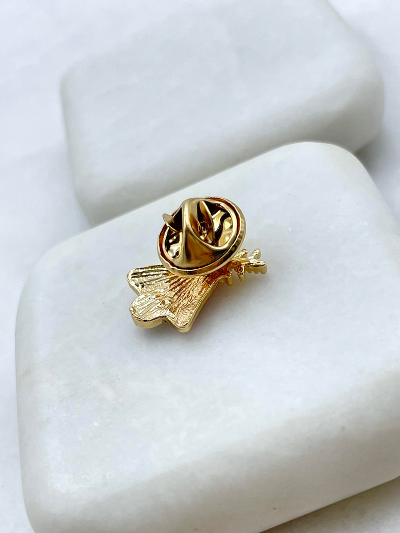 Minimal Kırmızı Zil Broş Gold