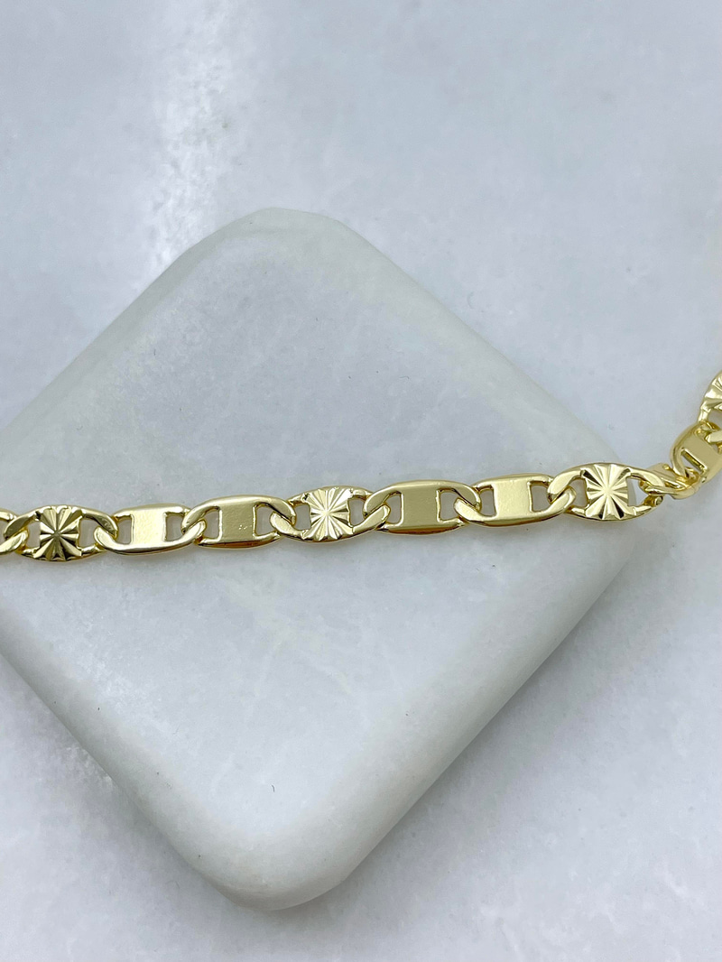 Altın Kaplama Işıltılı Lazer Kesim Zincir Kolye 60 cm Gold