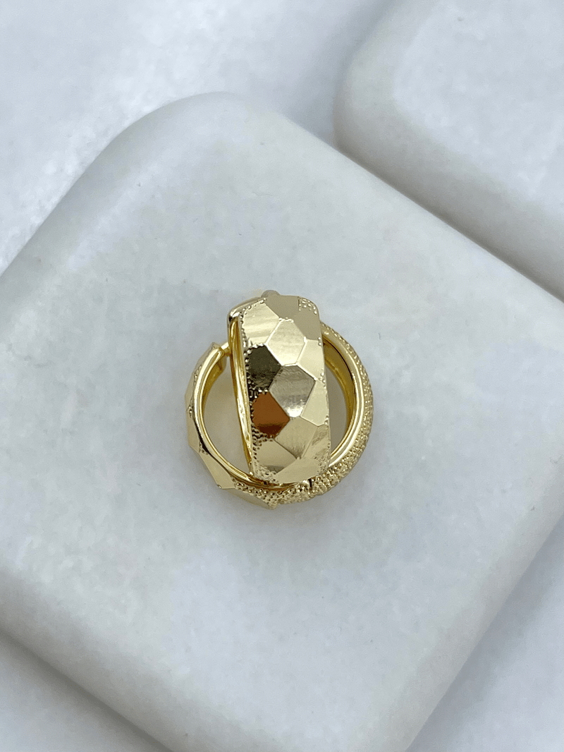 Altın Kaplama Lazer Işıltılı Halka Küpe Gold