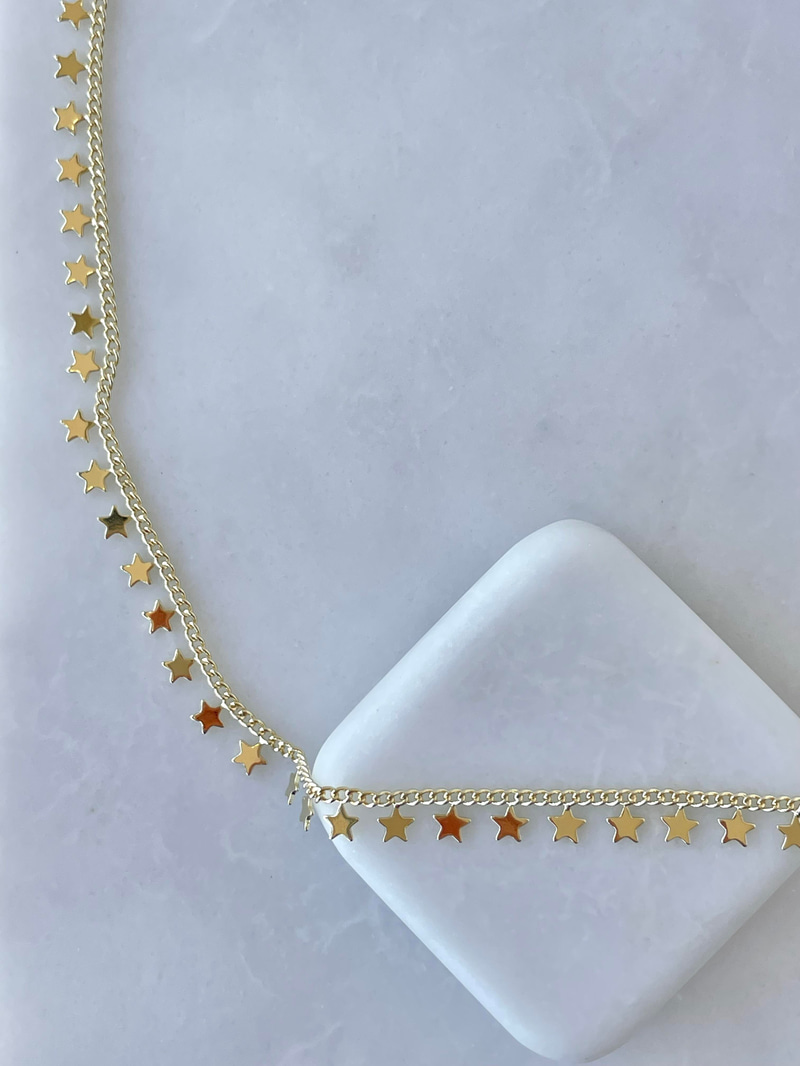 Altın Kaplama Yıldız Plaka Sallantılı Kolye Gold