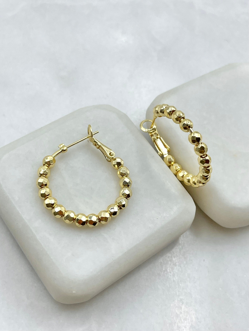 Işıltılı Topçuk Halka Küpe 2.7 cm Gold