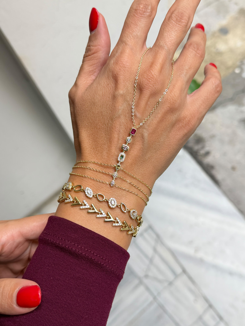 Renkli Kristal Taşlı Çoklu Görünüm Şahmeran Gold