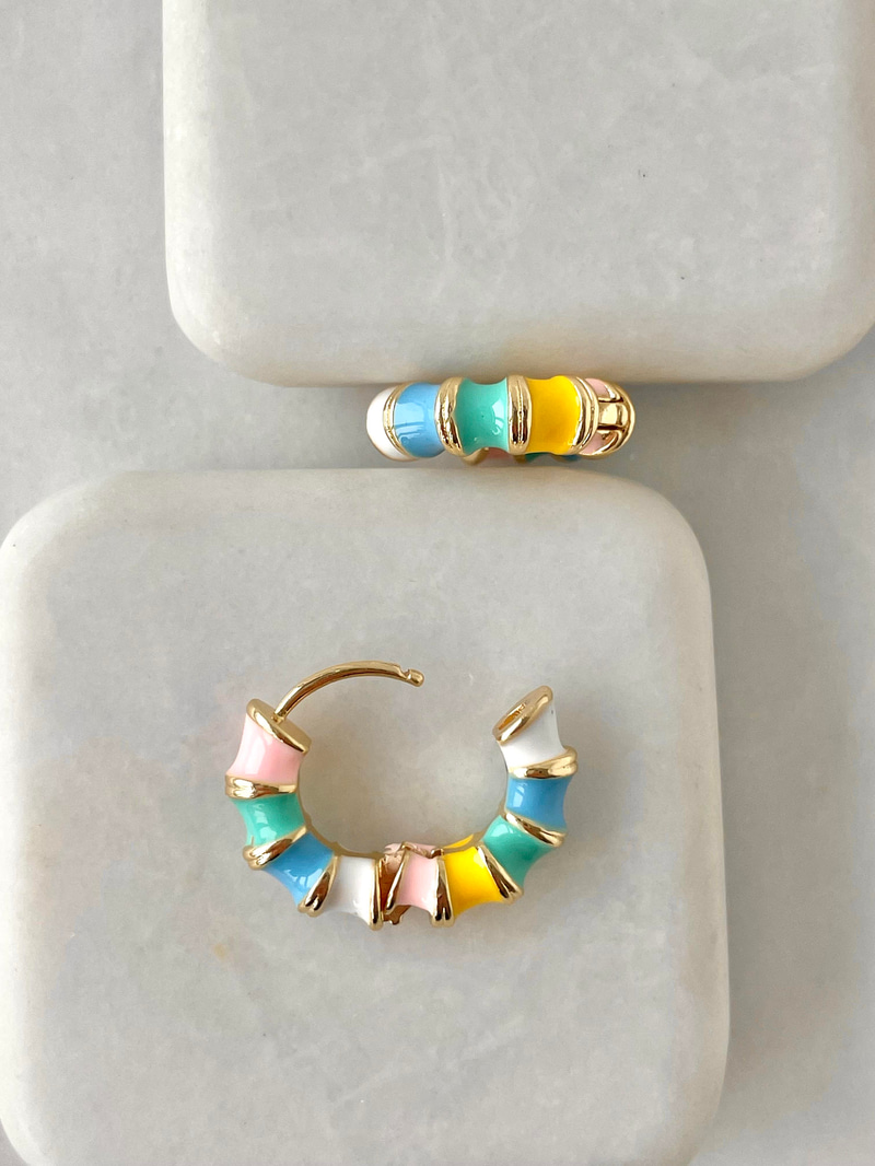 Pastel Renk Mineli Kabuk Halka Küpe