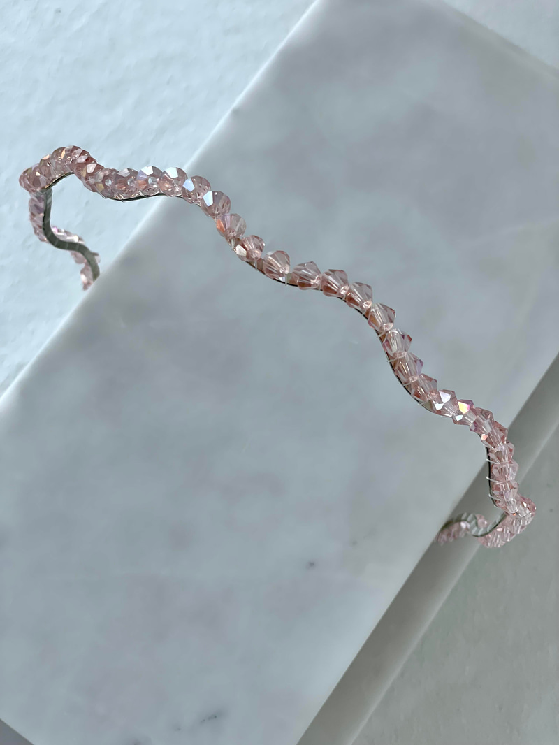 Taşlı Zikzak Model Taç Pembe