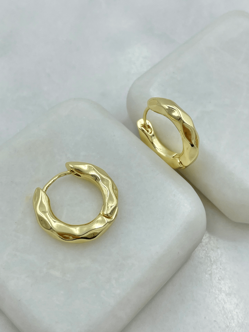Altın Kaplama İşlemeli Basic Halka Küpe Gold