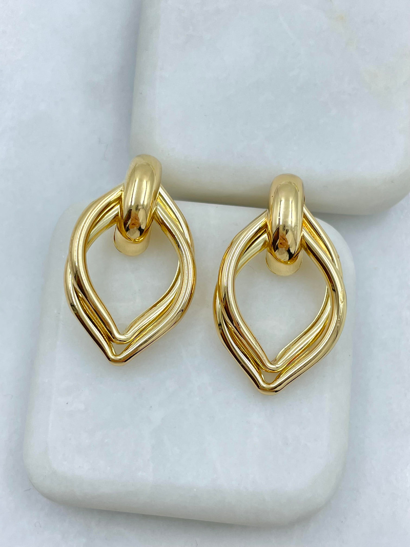 Altın Kaplama Lale Kesim Vintage Küpe Gold