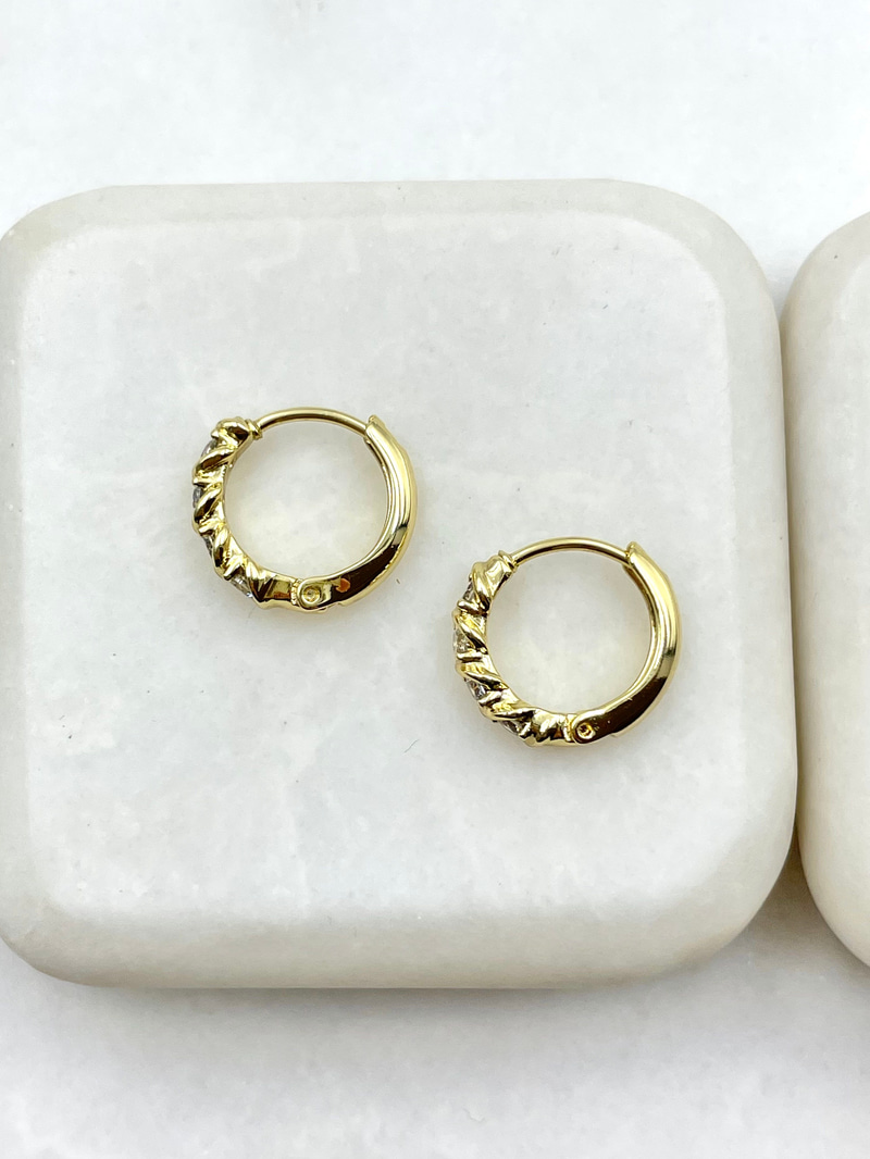 Özel Seri Kristal Taşlı Burgu Küpe 1.2 cm Gold