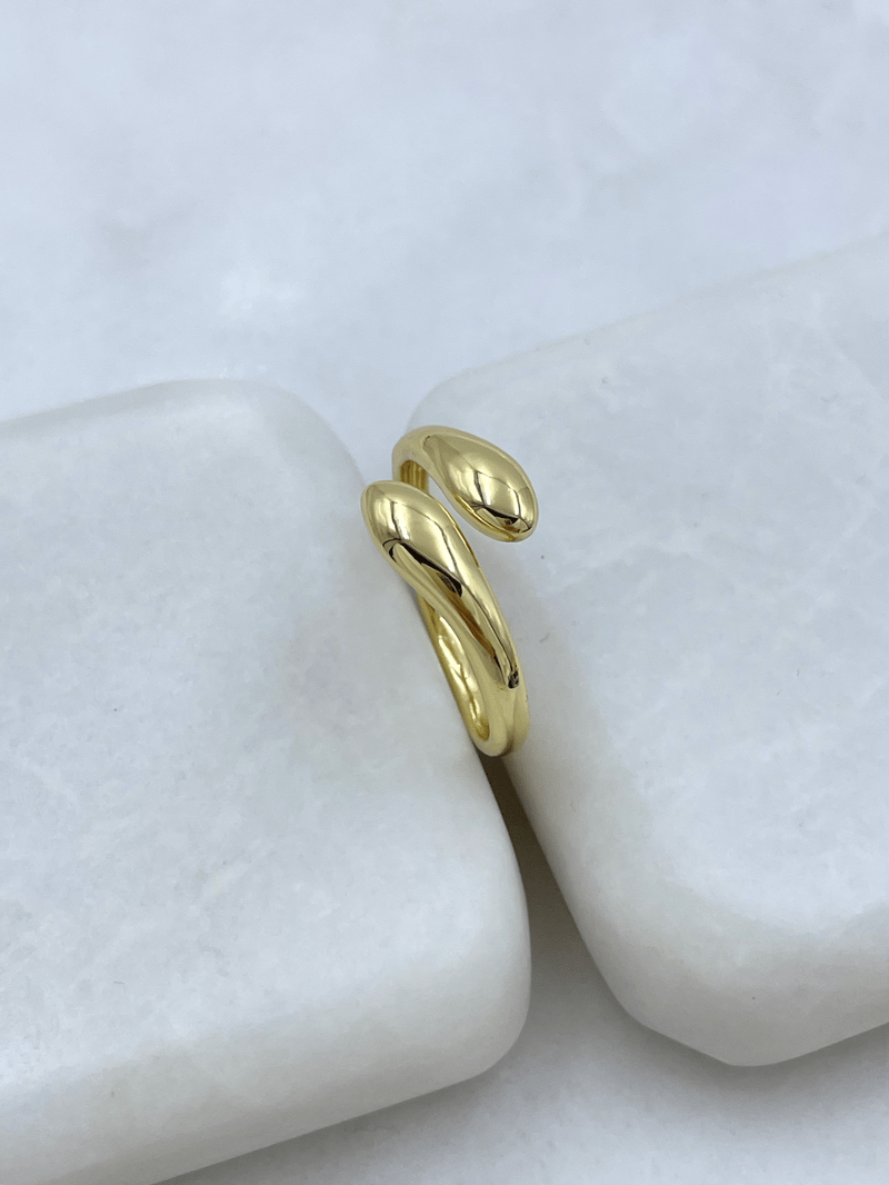 Altın Kaplama İkiz Damla Yüzük Gold