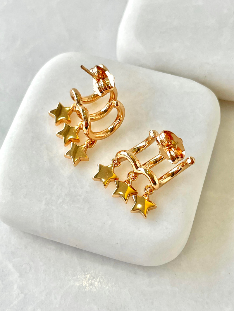 Özel Seri Üçlü Görünüm Yıldız Sallantılı Küpe
