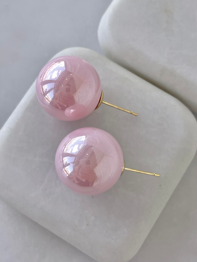 Cam İnci Sedefli Küpe Pembe