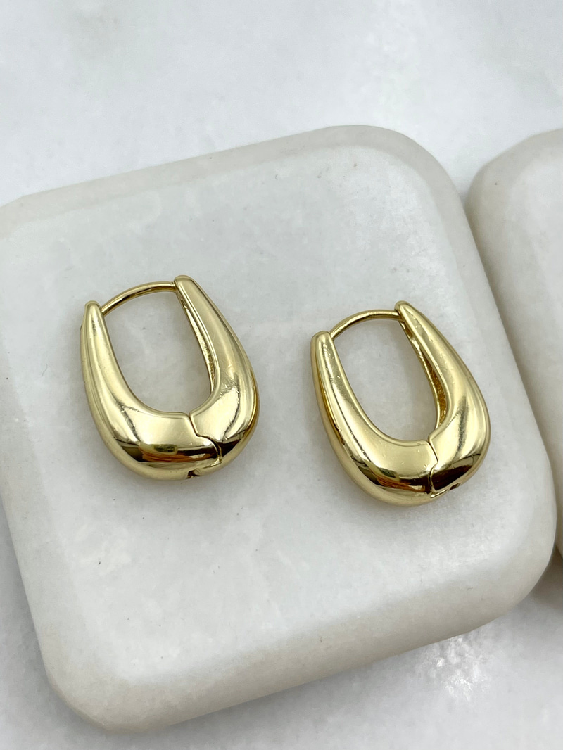 Özel Seri Bombe Damla U Küpe 1.9 cm Gold