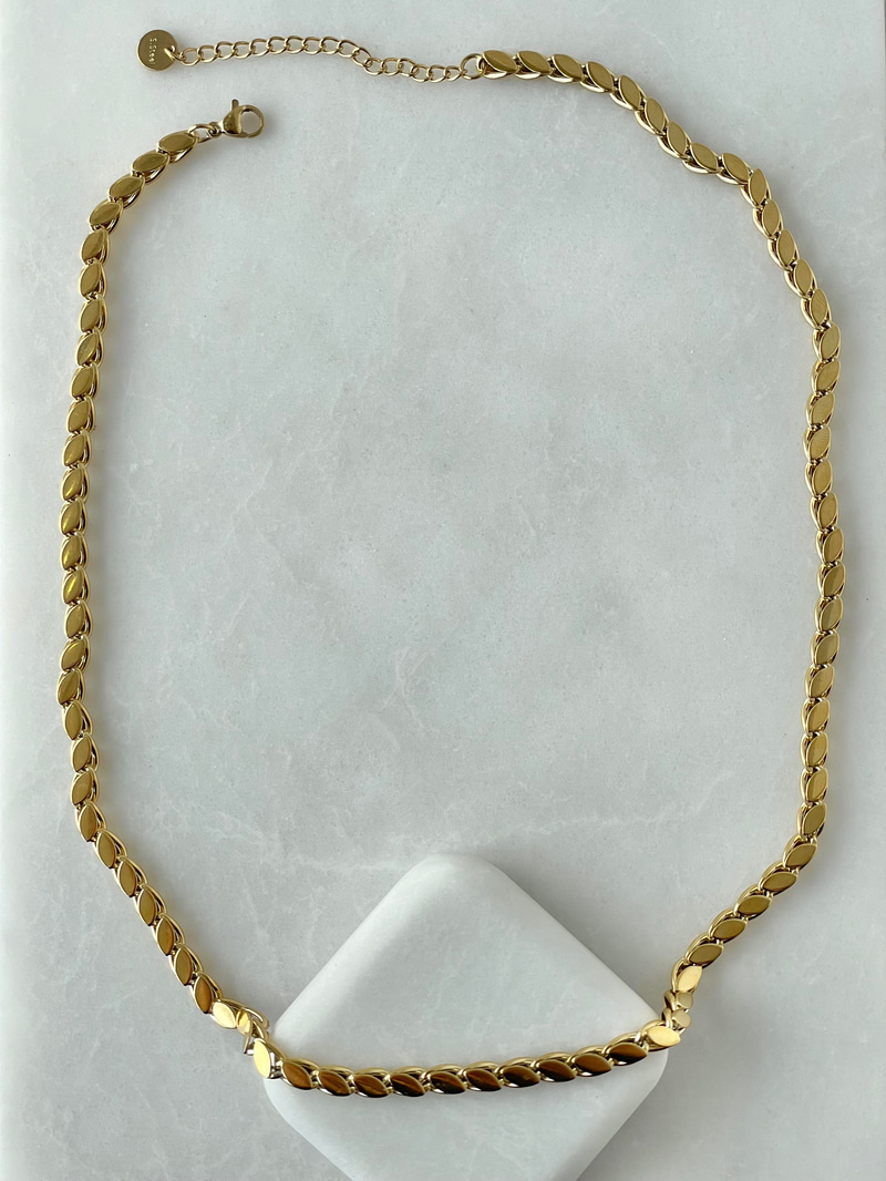 Çelik Arpa Zincir Kolye 50 cm Gold