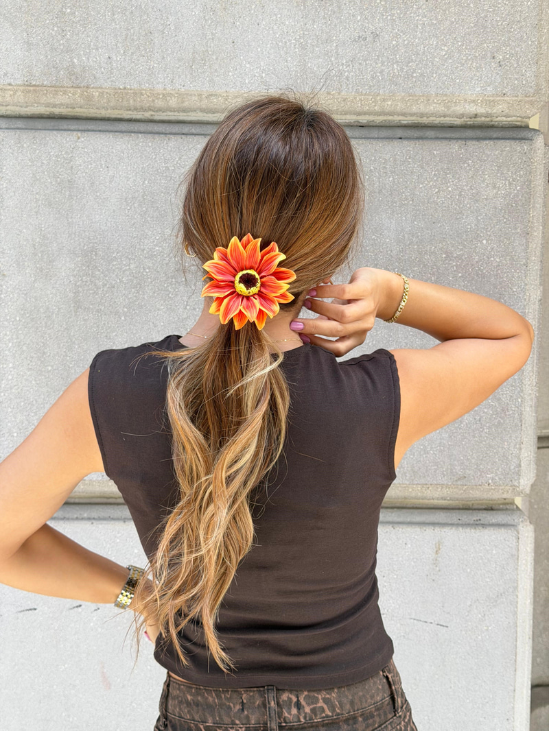 Ayçiçeği Scrunchie Toka Turuncu