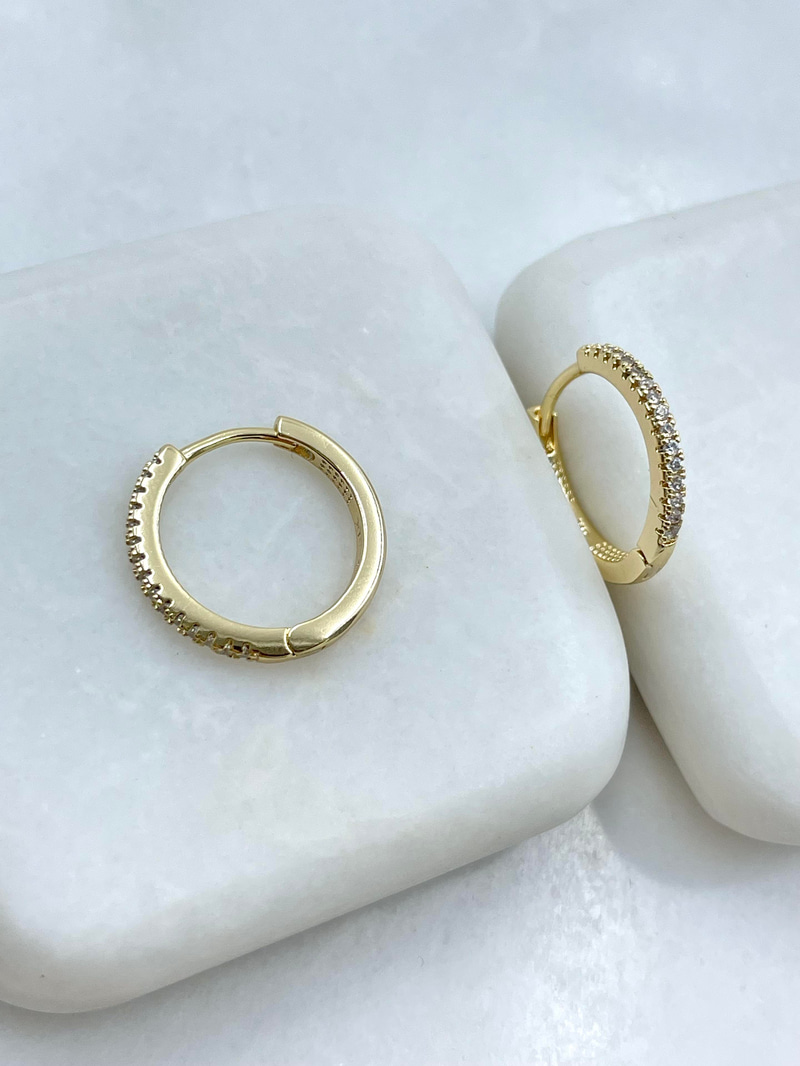 Özel Seri Gömme Taşlı Halka Küpe 1.7 cm Gold