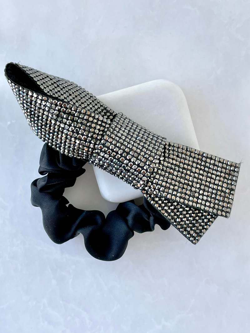 Işıltılı Kurdele Scrunchie Toka Siyah