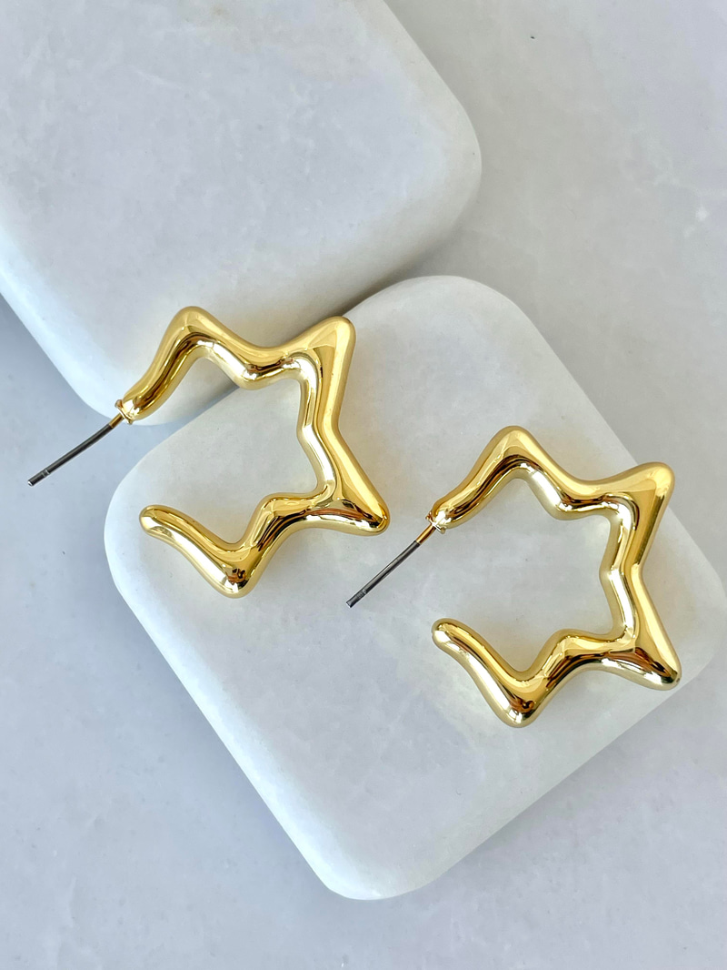 Asimetrik Yıldız Küpe Ccb Gold