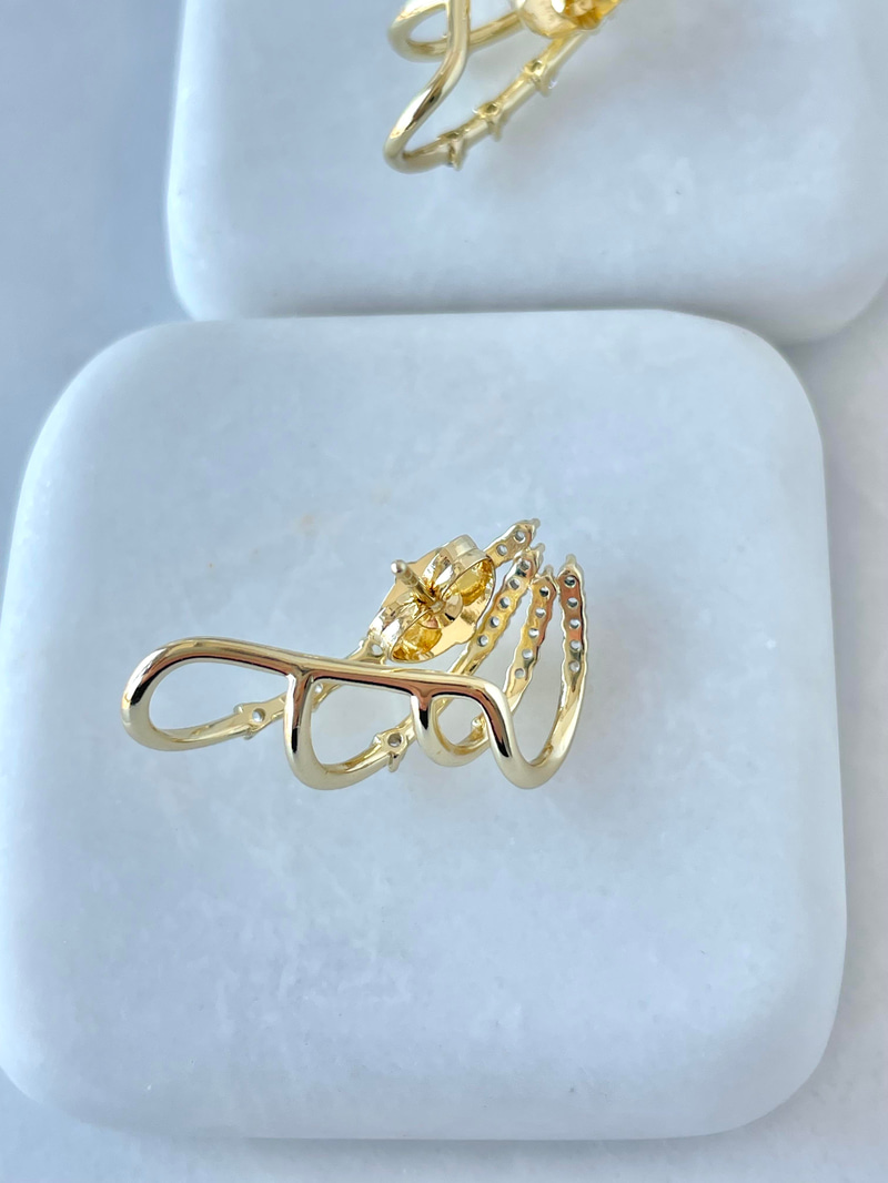 Özel Seri Kristal Taşlı Çoklu Görünüm Küpe Gold