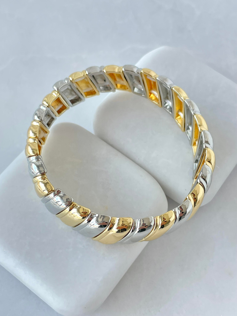 Çift Renk Lastik Bileklik Gold