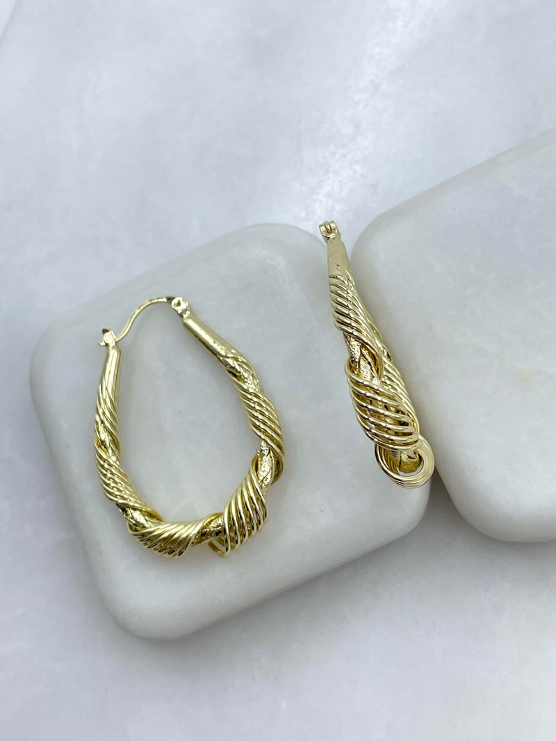 Altın Kaplama Sarmal Oval Küpe Gold