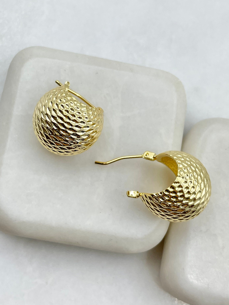 Dokulu Çanta Küpe Gold