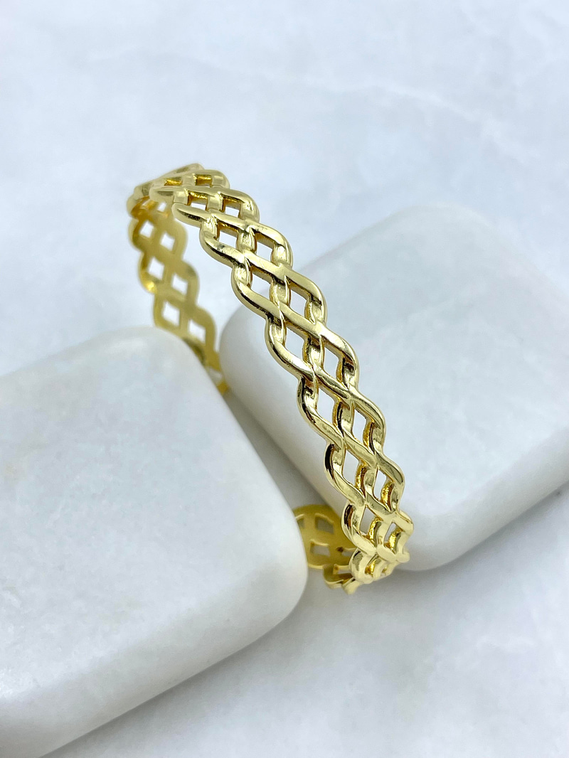 Çelik Zincir Model Kelepçe Bileklik Gold