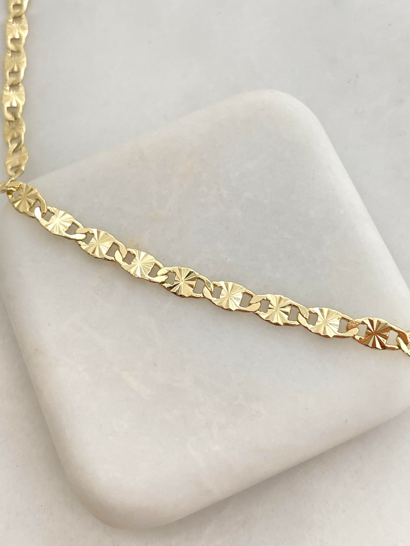 Altın Kaplama Lazer Kesim Zincir Kolye 45 cm Gold