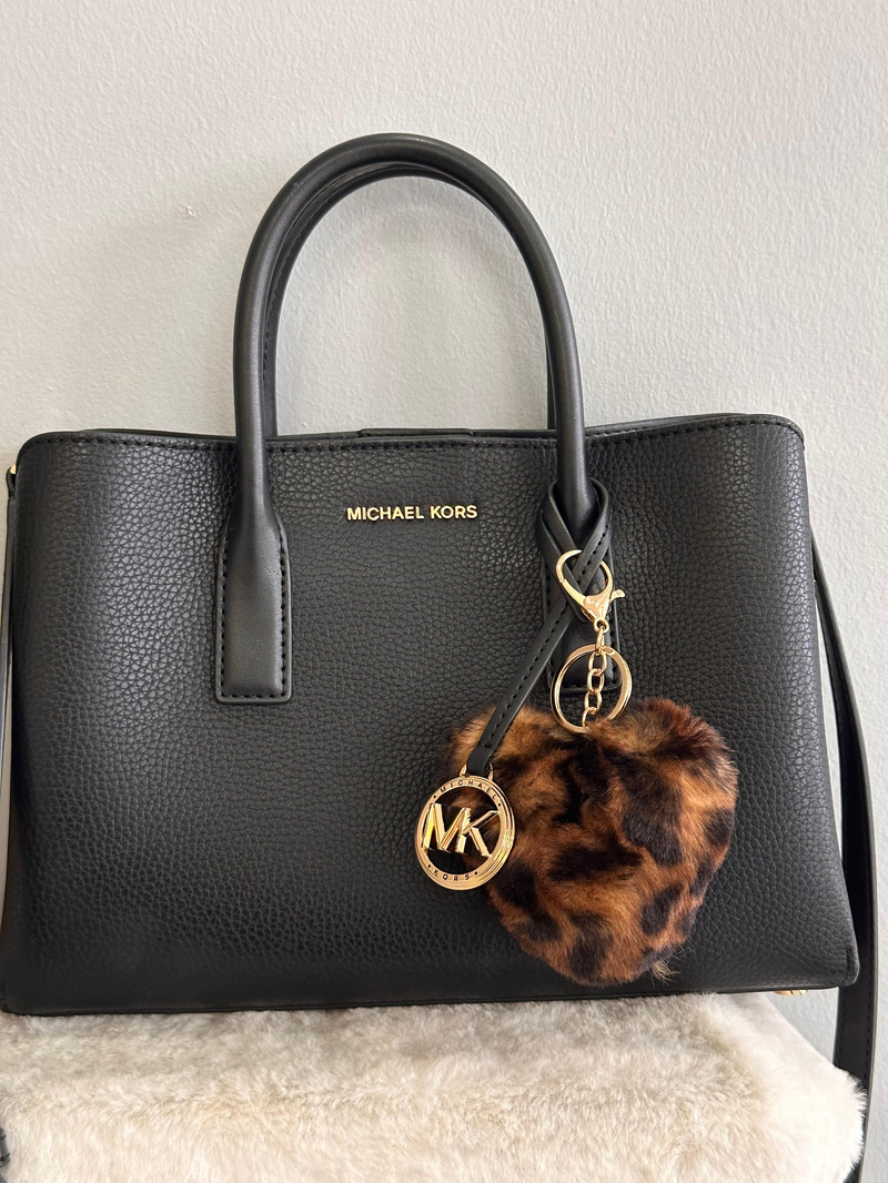 Peluş Leopar Kalp Anahtarlık
