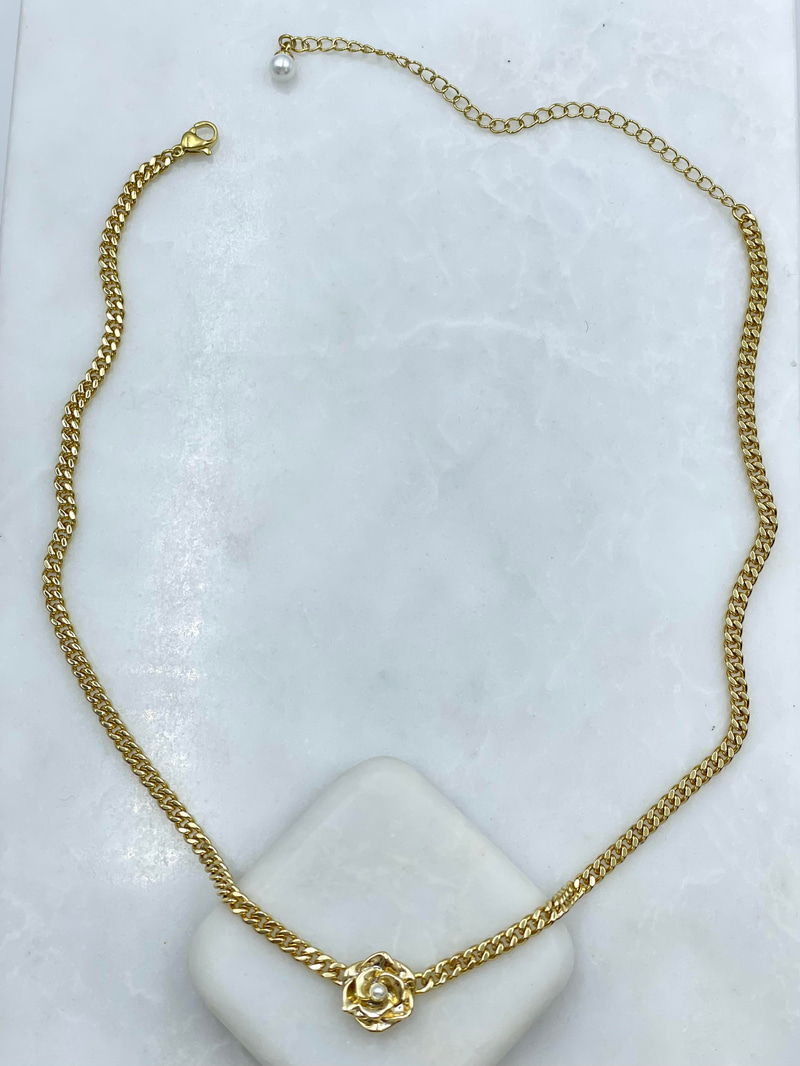 Özel Seri Gül Model Zincir Kolye Gold