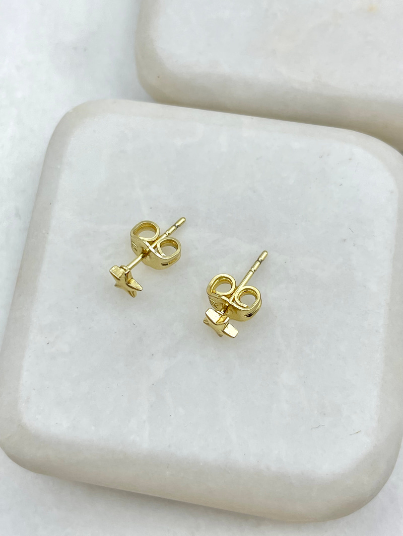 Özel Seri Minimal Yıldız Plaka Küpe 0.5 cm Gold