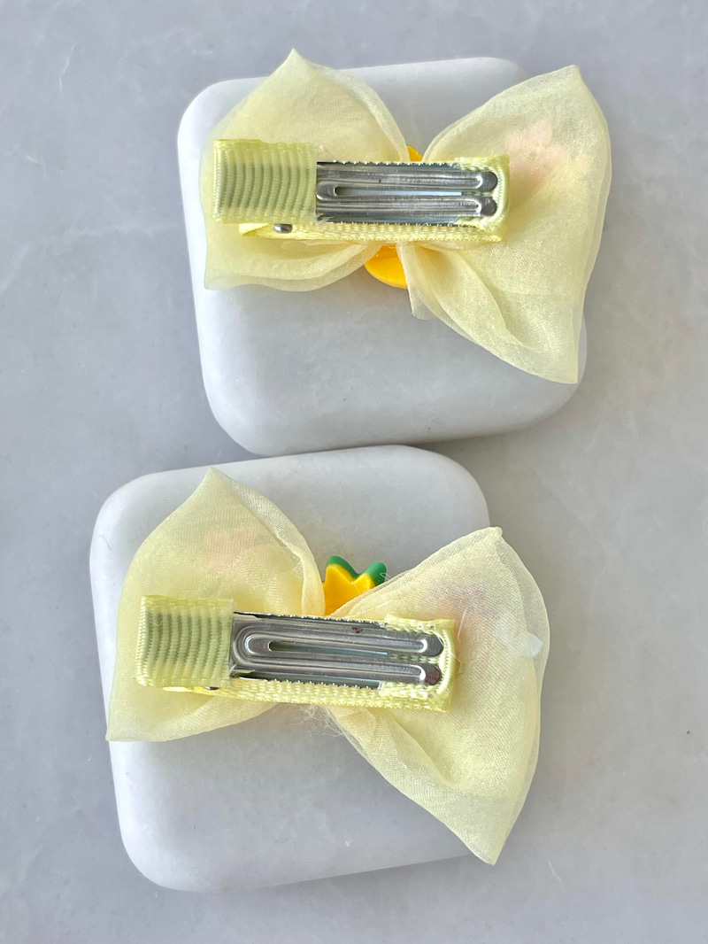 İkili Meyveli Tül Fiyonk Pens Toka Ananas