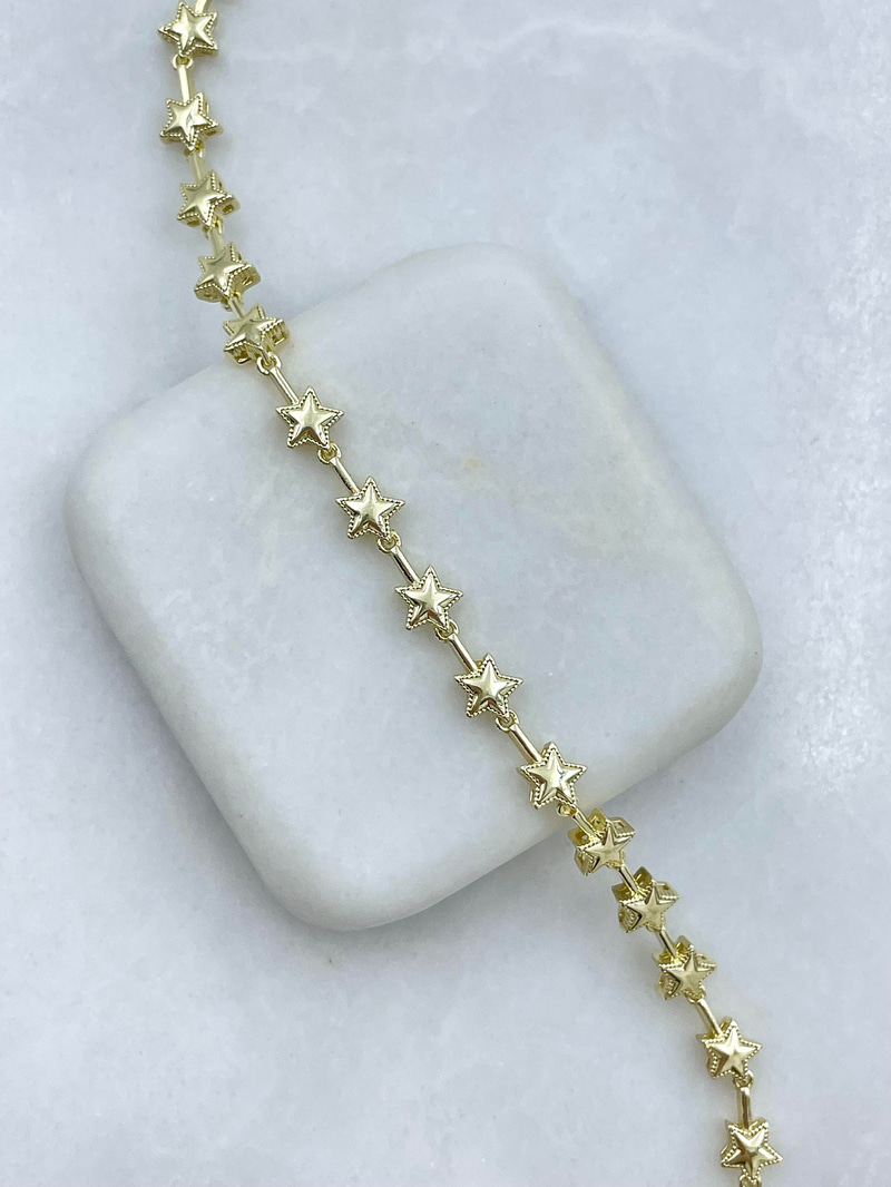 Altın Kaplama Sıralı Minimal Yıldız Bileklik Gold