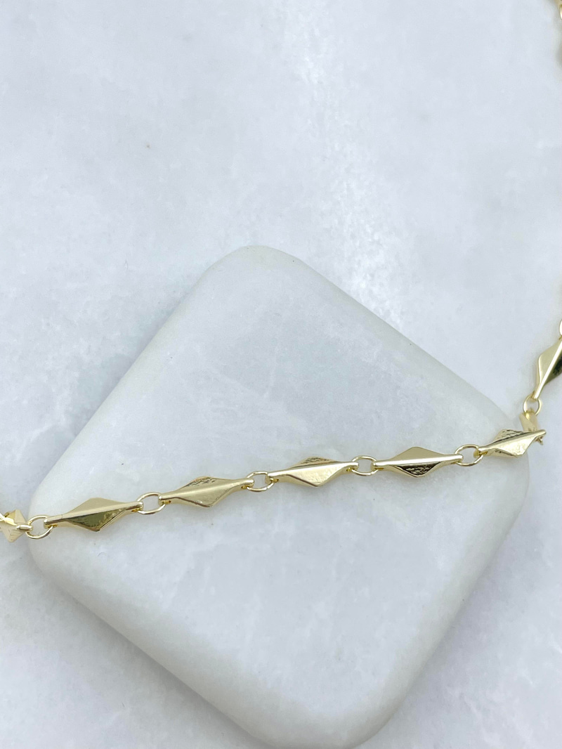Altın Kaplama Üçgen Kesim Zincir Kolye Gold