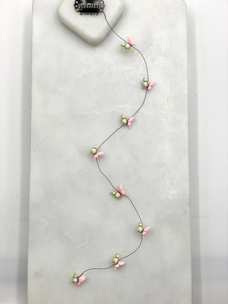 Çiçek Kelebek Model Çıtçıt Toka Toz Pembe