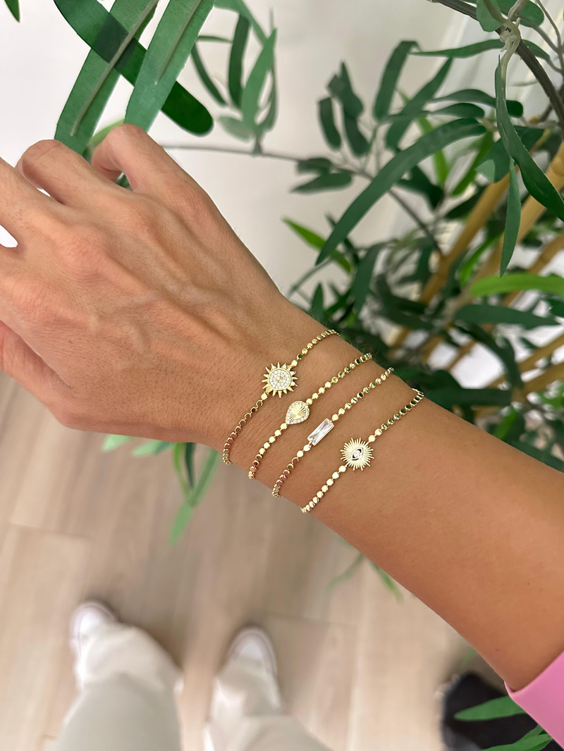 Altın Kaplama Gömme Taşlı Güneş Model Arpa Bileklik Gold