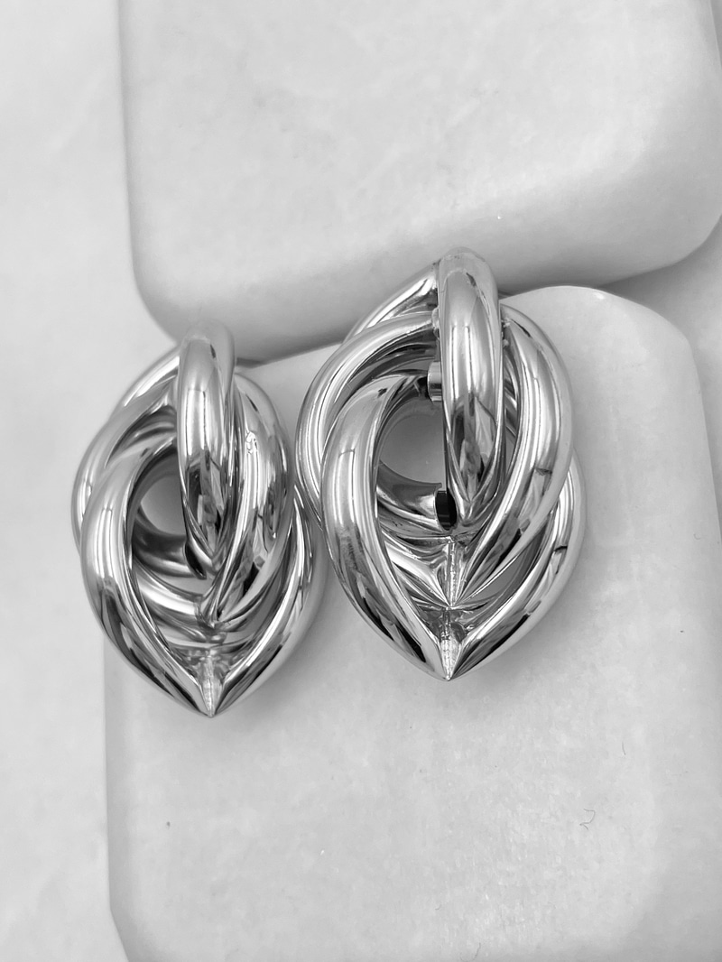 Altın Kaplama Vintage Örgü Küpe Gümüş