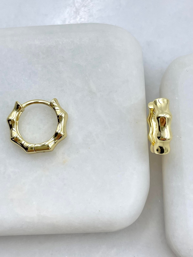 Özel Seri Köşeli Kemik Model Halka Küpe Gold